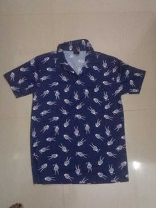 Men's Navy Skeleton Print Shirt