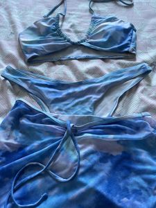 Blue Tie-Dye Bikini Set