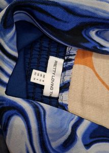 Blue Swirl Print Crop Top