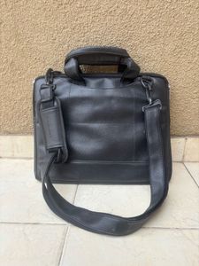 Classic Black Leather Laptop Bag