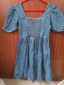 Vintage Denim Puff Sleeve Dress