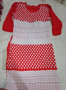 Red chickenkari Kurta