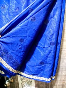 Royal Blue Embroidered Saree