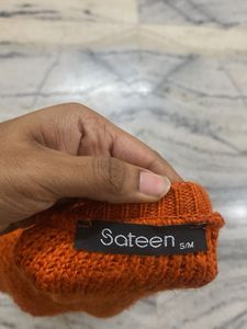 Cozy Orange V-Neck Sweater