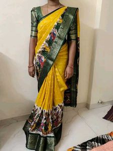 Yellow Printed Saree
