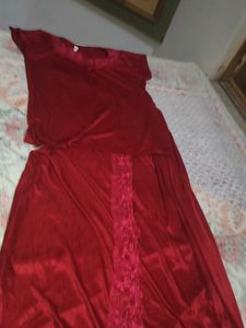 Red Lace Trim Nightgown
