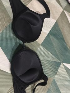 Black Ribbed Push-Up Bra