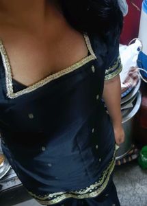 Elegant Black Kurta Set with Gold Embellishments