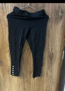 Black Button Detail Leggings