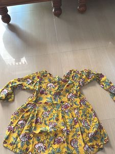 Yellow Floral Print Kurta Top