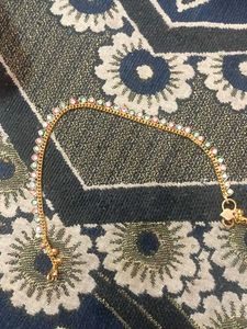 Gold Anklet with Stone Embellishments