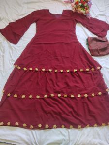 Elegant Maroon Tiered Dress