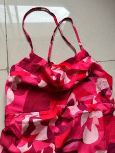 Vibrant Pink Abstract Print Dress