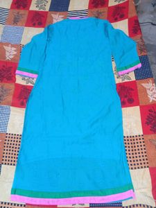 sky blue gala work kurti for women