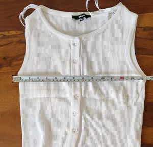 White Ribbed Button-Up Top