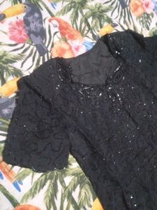 Sparkly Black Embellished Blouse