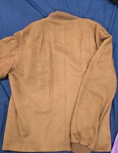 Zara Brown Faux Suede Bomber Jacket