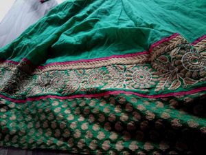 Green Anarkali Kurta with Sequins Yoke
