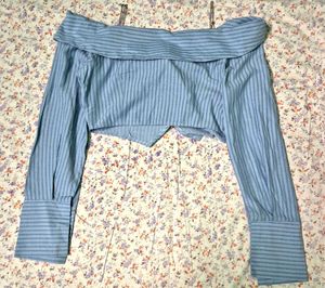 Blue Striped Cropped Shirt