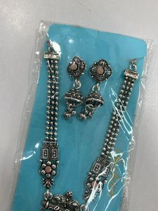 Oxidized Silver Necklace &amp; Earrings Set