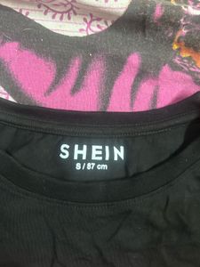 shein Black Cropped T-Shirt