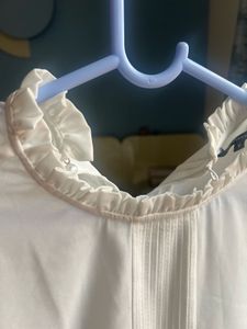Elegant White Pleated Neck Blouse