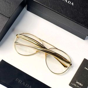 Prada Aviator Eyeglasses - Gold FRAME FOR UNISEX