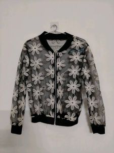 Floral Lace Bomber Jacket