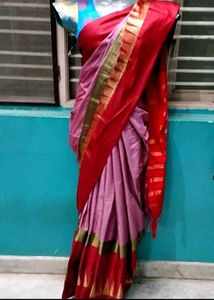 Beautiful pink Red silk saree