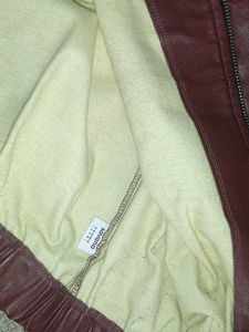 Burgundy Faux Leather Bomber Jacket