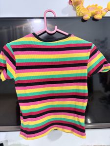 Max- Rainbow Striped Cropped Top
