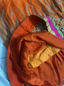 Vibrant Orange Embroidered Skirt