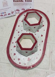 Heart Print Decorative Tray &amp; holder com mini pot