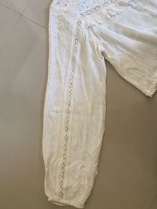 Cream Eyelet Button-Up Blouse