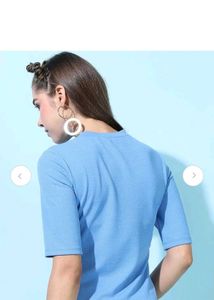 Stylish Blue Cut-out Neck Top