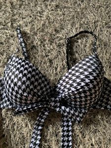 Houndstooth Print Bikini Top