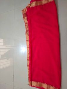 Elegant Pink Saree with Golden Border