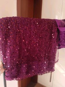 Beautiful Net Wine Colour Saree With Blouze