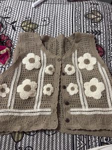 Handmade Crochet Vest with Flowers