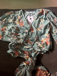 Floral Print Wrap Top