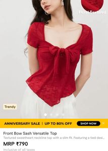 Red Bow Front Top