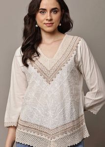 Boho Embroidered Cotton Kurta Top