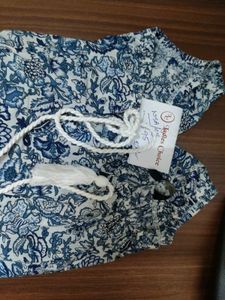 Blue Floral Print Tunic Top