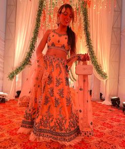 Peach/Coral Coloured Bridal Lehenga