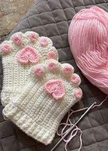 Cute Crochet Cat Paw Gloves