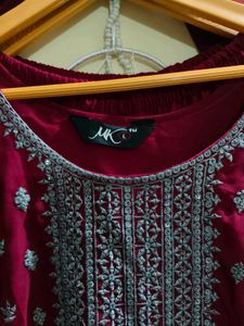Elegant Maroon Embroidered Kurta with Dupatta