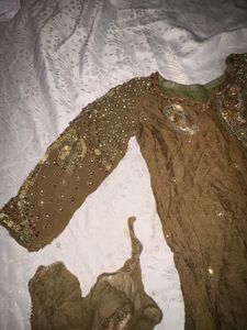 Embellished Olive Kurta Set with Dupatta