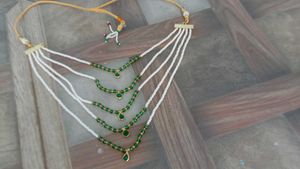 rajputi mala Elegant Layered Necklace with Green S