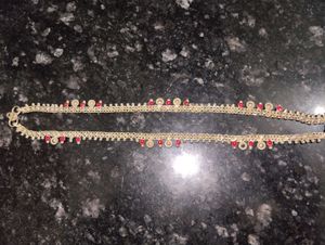 Traditional Anklets with Red Stones