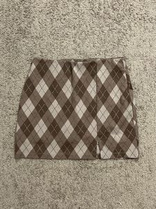 Brown &amp; Beige Argyle Check Skort 🤎
